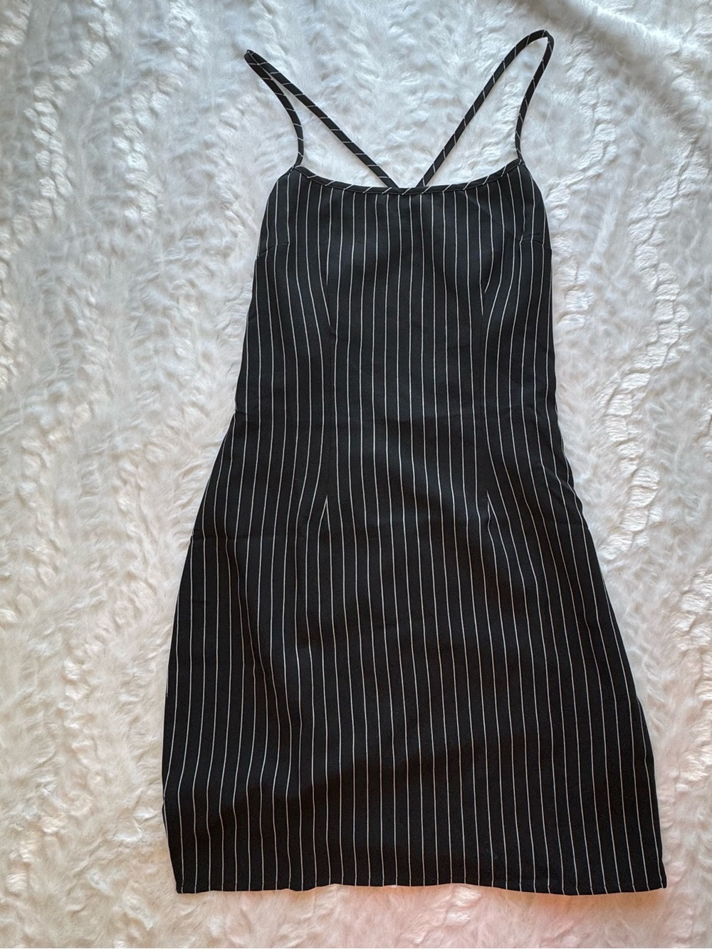NWT H&M black pinstripe fitted dress